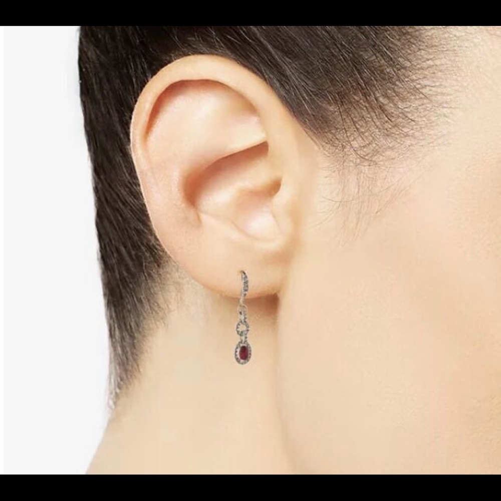 GIVENCHY Ruby White Crystals Luxury Earrings OS NWT - Picture 2 of 5
